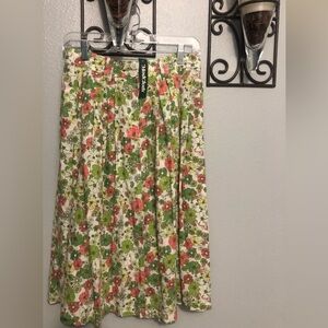 MODCLOTH Linen Blend VINTAGE INSPIRE FLORAL SKIRT Side Pockets NWT